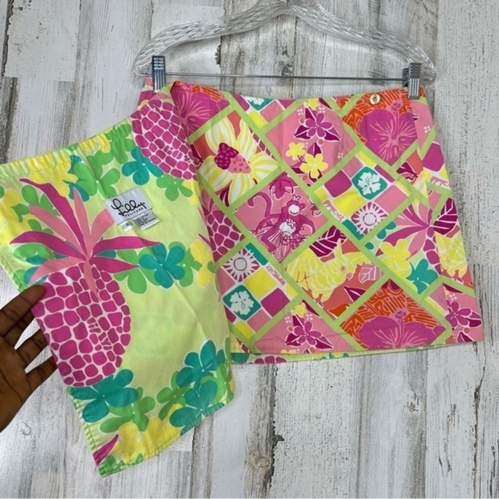 Lilly Pulitzer Patchwork Wrap Mini Skirt Womens S… - image 2